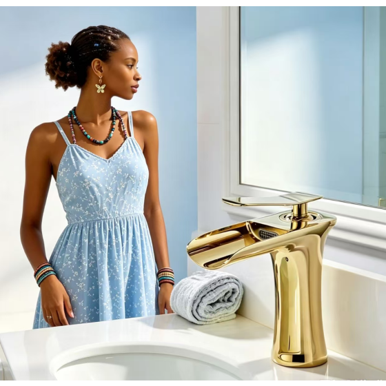 R28 Chrome and black&gold basin mixer ,china
